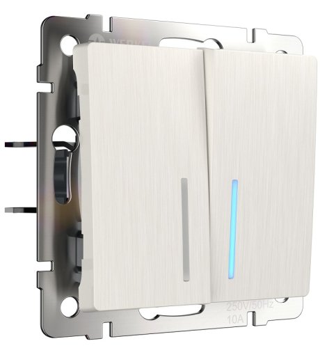 Выключатель с подсветкой без рамки Werkel 2-кл. перламутр рифленый картинка